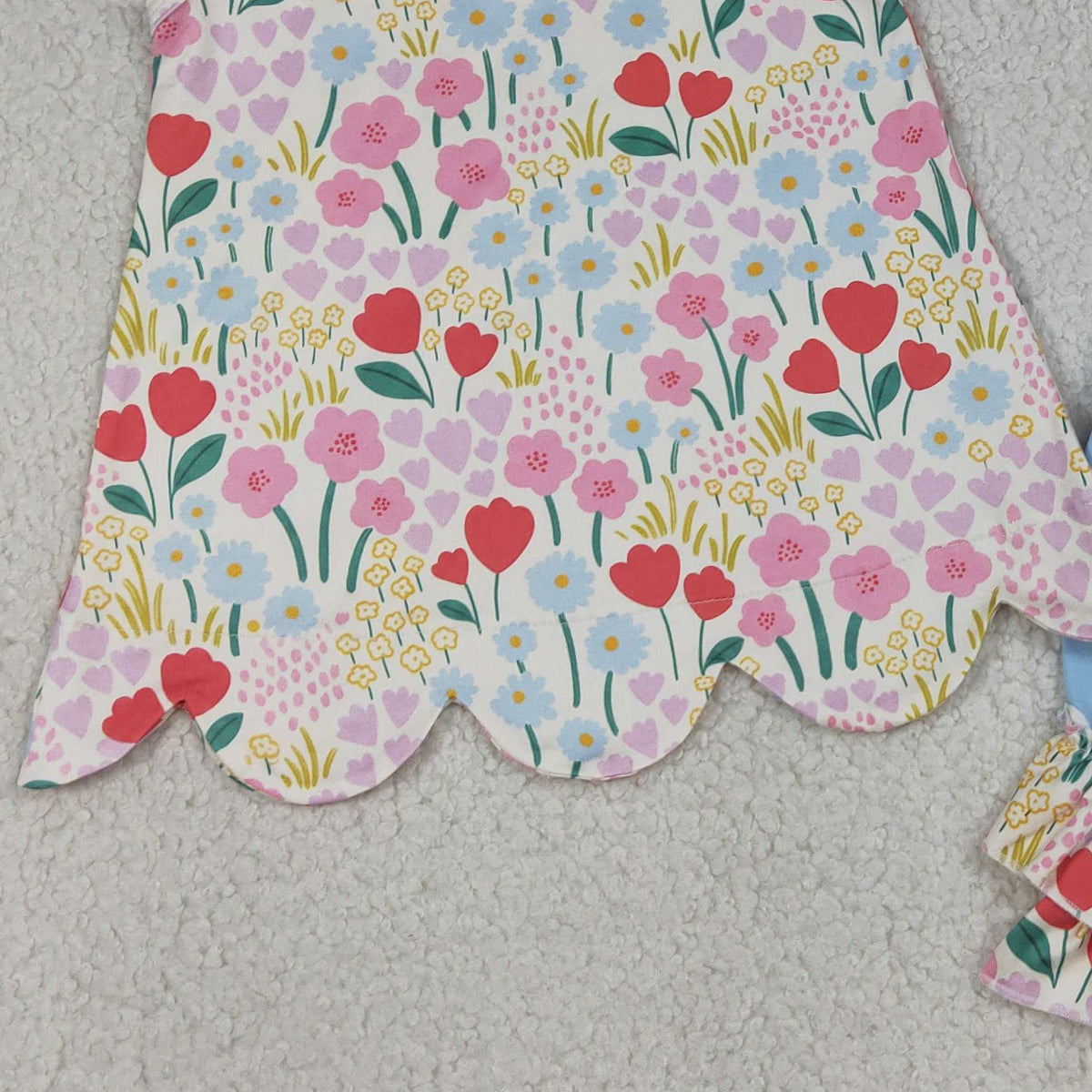 4.7 GSSO3390 RTS NO MOQ （In stock ）Baby Girls Sleeveless Colorful Flowers Scallop Tunic Ruffle Shorts Clothes Set