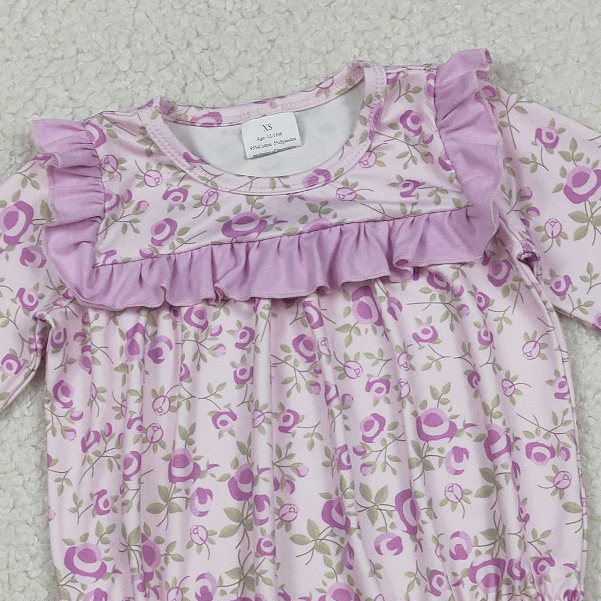 12.9 RTS NO MOQ （In stock）LR2624 Baby Girls Winter Rompers Baby Girls Long Sleeve Flowers Ruffle Rompers