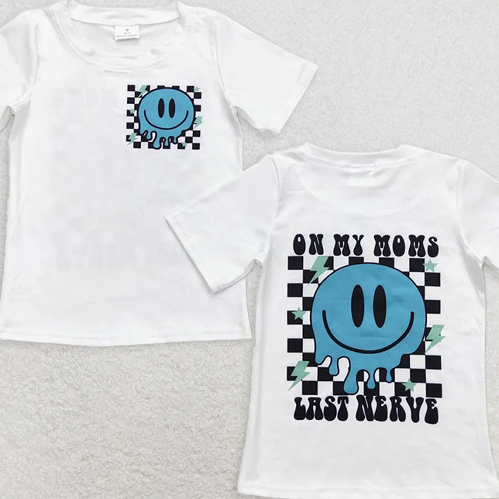BT0351 RTS NO MOQ Baby Boys Summer Tops Baby Boys Smile Mom Nerve Short Sleeve Shirts