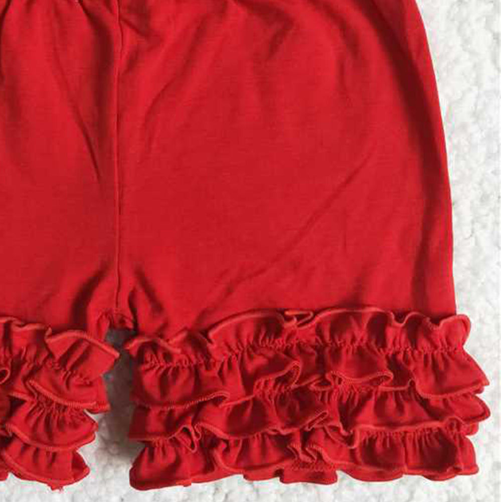 A16-23Red Icing Ruffle Shorts for Girls
