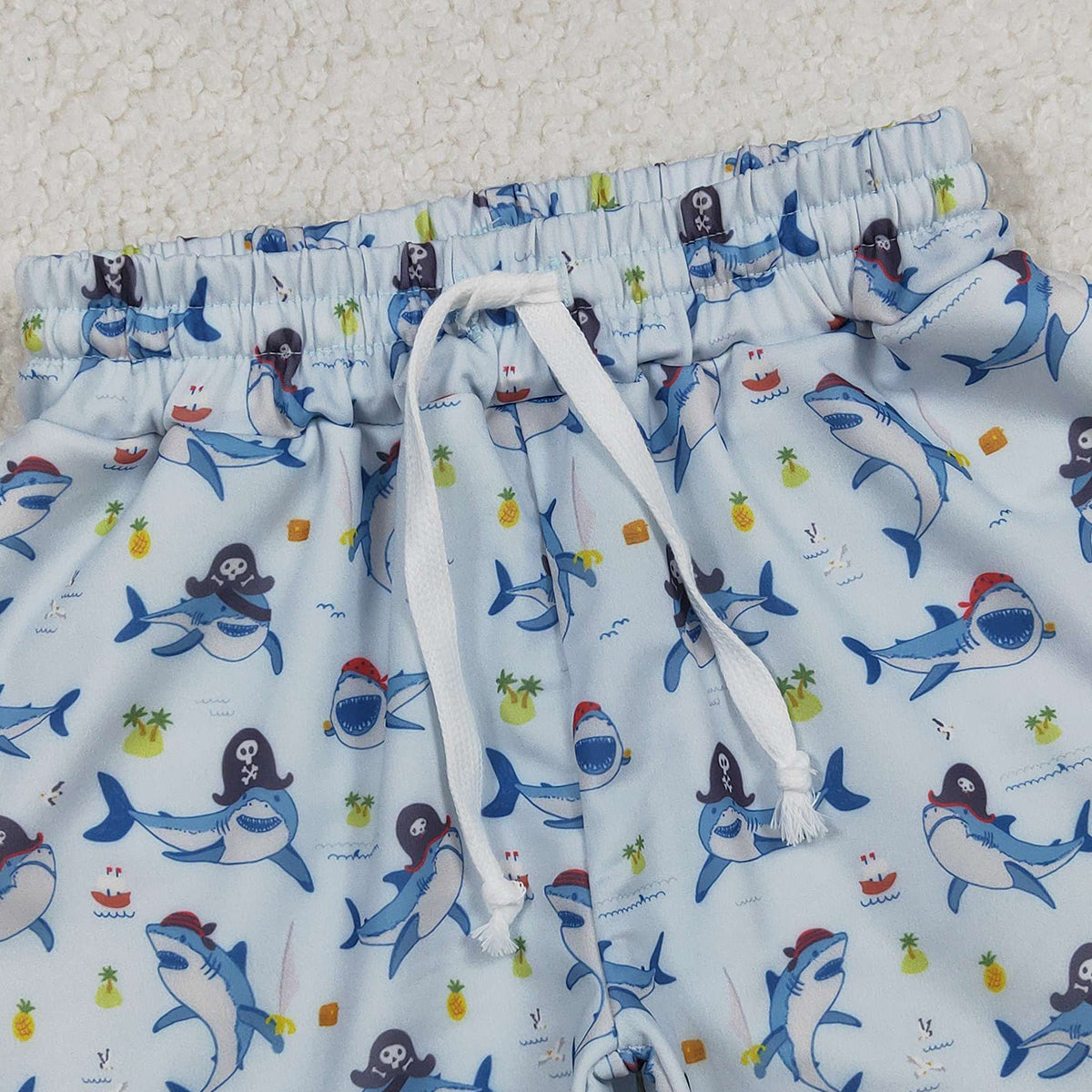 12.27 RTS NO MOQ （In stock）S0586 Baby Boys Summer Shorts Baby Boys Sea World Sharks Swimming Trunks Bottom