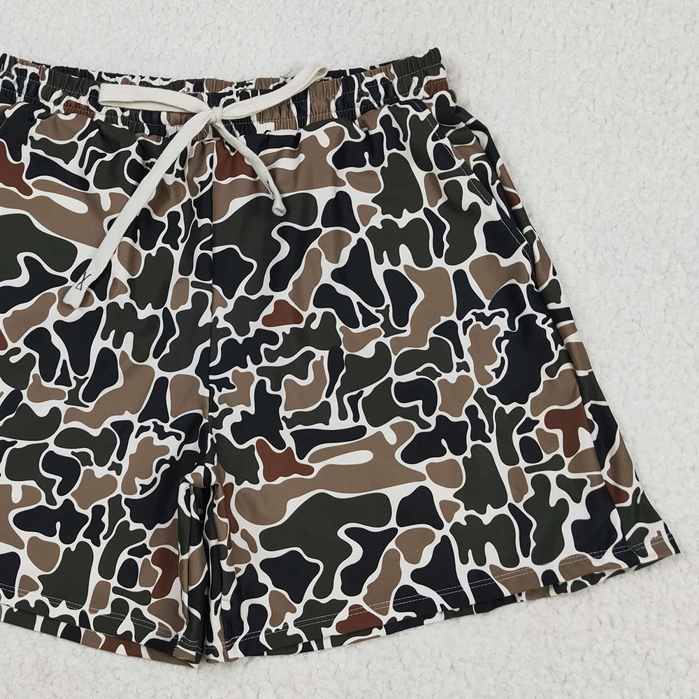 S0478 RTS NO MOQ Adult Men's Swimsuits Brown camo summer adult men swim trunks