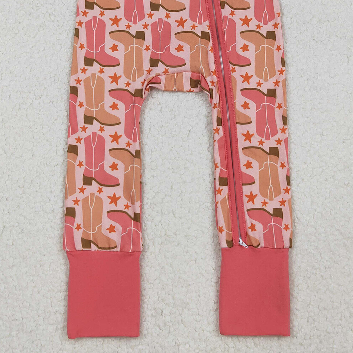 10.17 RTS NO MOQ （In stock）LR2733 Baby Girls Winter Rompers Baby Girls Boots Stars Western Zipper Footie Rompers