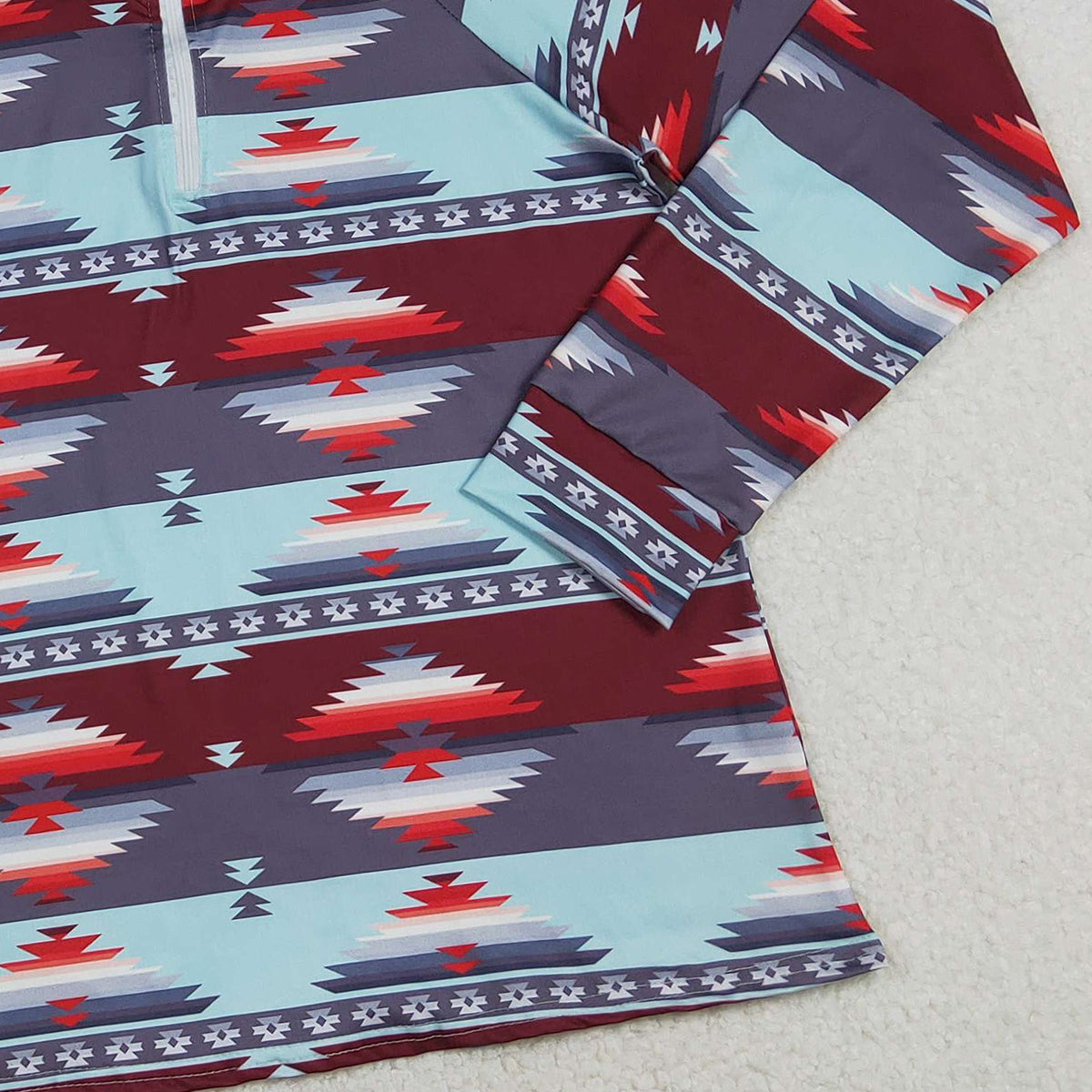 12.16 RTS NO MOQ （In stock）GT0877 Adult Women Long Sleeve Western Aztec Zipper Pullovers Tops