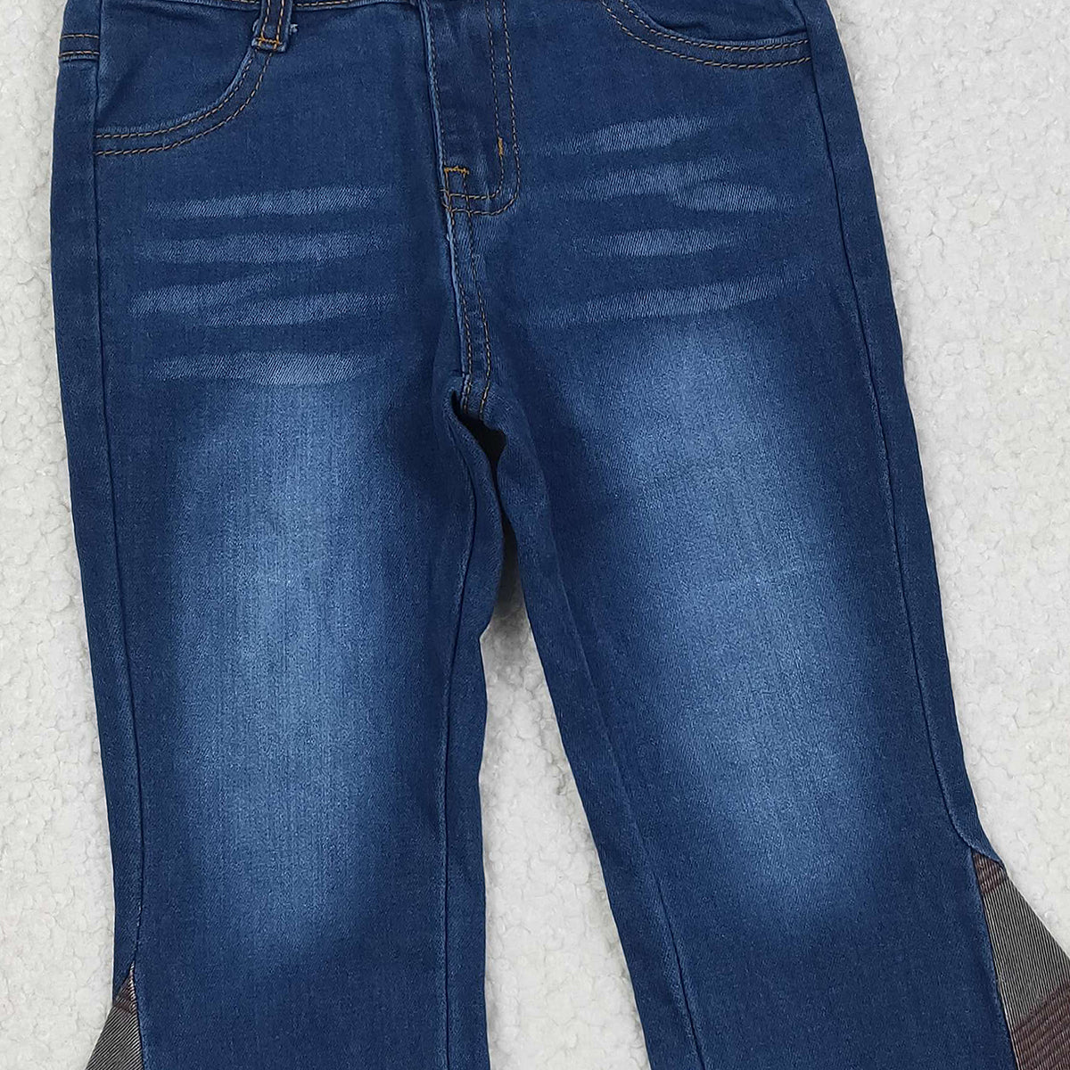 12.16 RTS NO MOQ （In stock）P0303 Baby Girls Western Aztec Print Bell Bottom Denim Pants