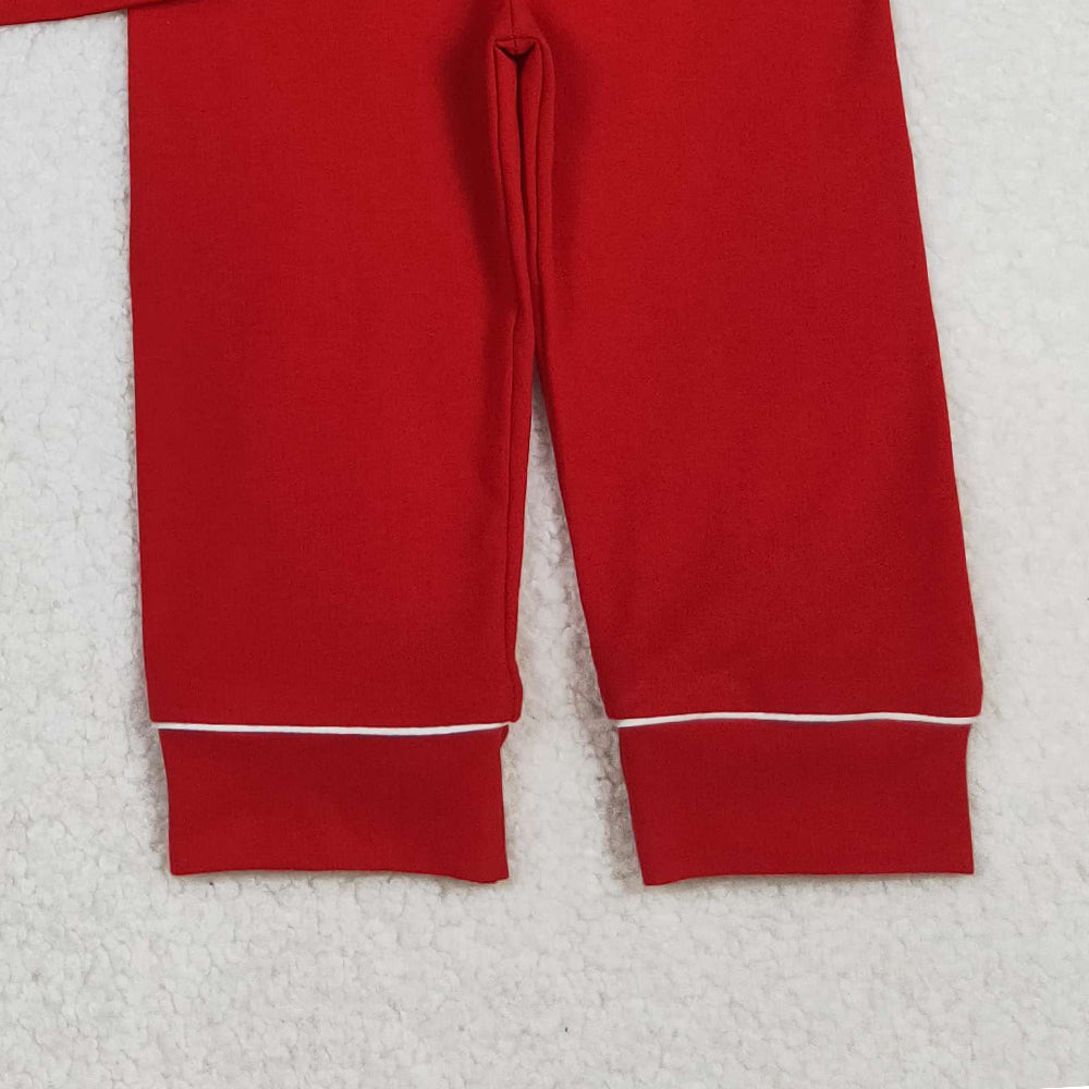 RTS NO MOQ （In stock）BLP1267 Baby Boys Winter Outfits red color cotton Christmas pajamas pants clothes sets