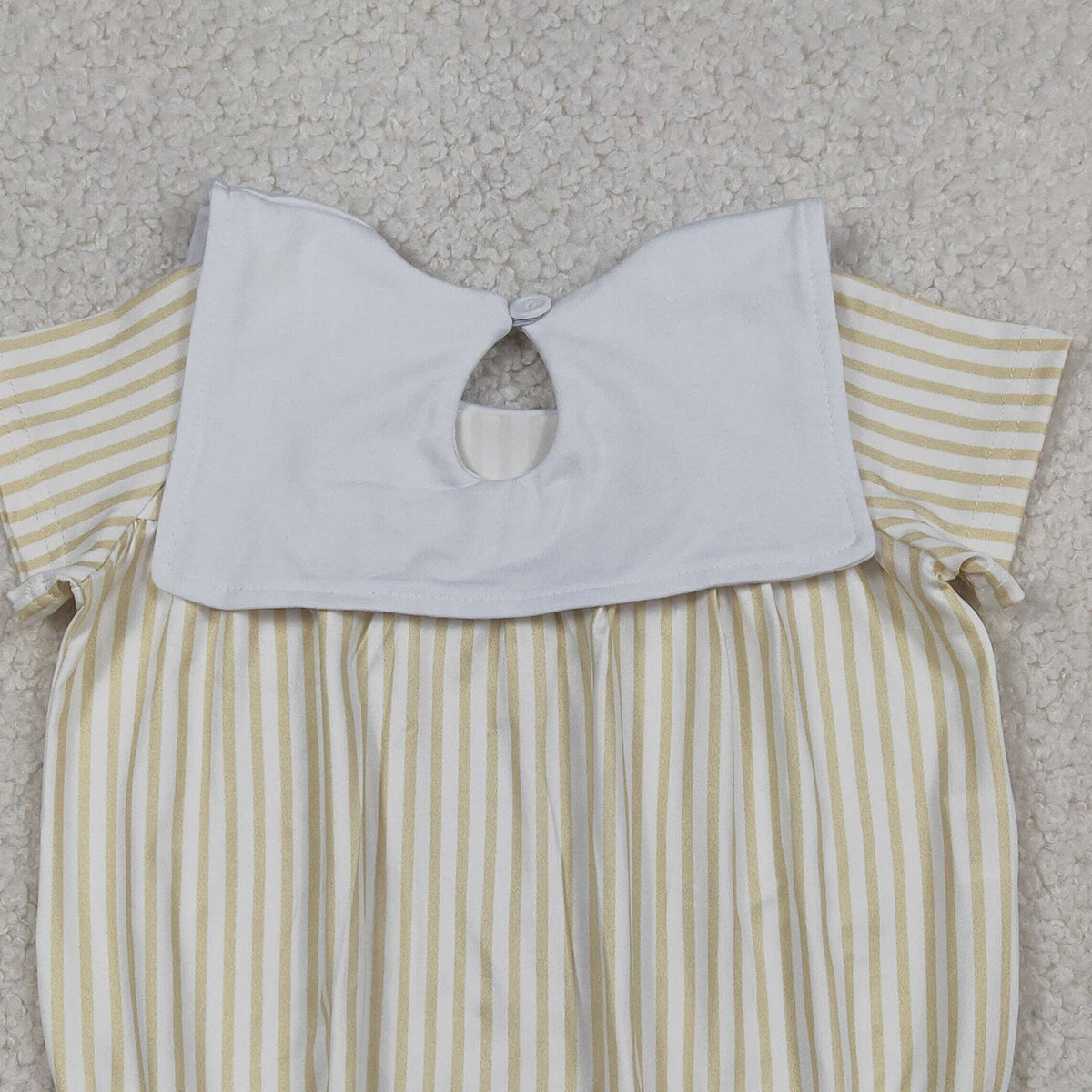3.19 RTS NO MOQ （In stock）SR3802 Children's Fashion Romper Baby Girls Sleeveless Embroidery Cross Yellow Stripe Romper