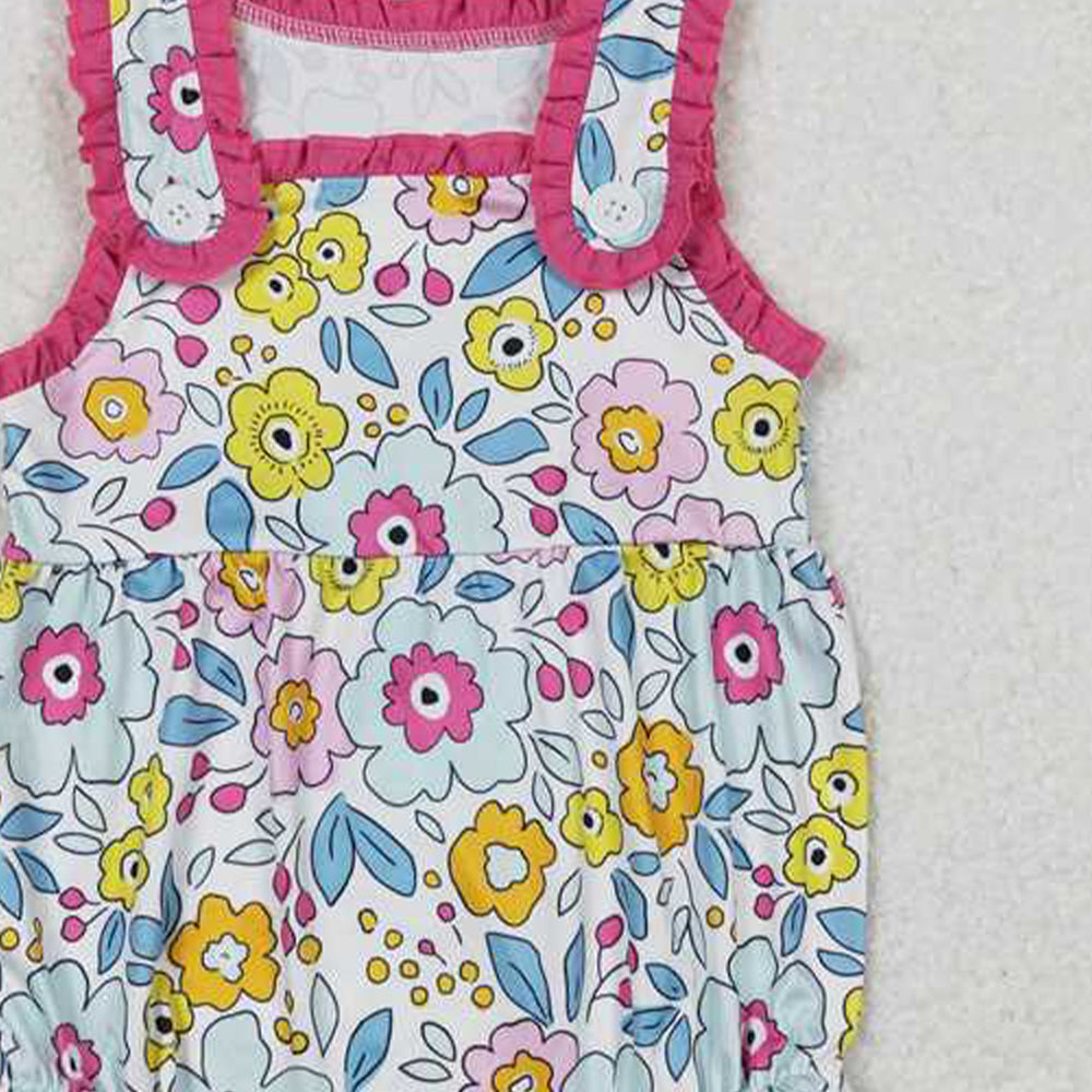 4.18 SR1161 RTS NO MOQ Floral sleeveless baby girls summer romper
