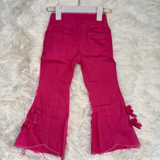 11.18 RST P0731 Baby Girls Pink Bows Denim Flare Pants Jeans
