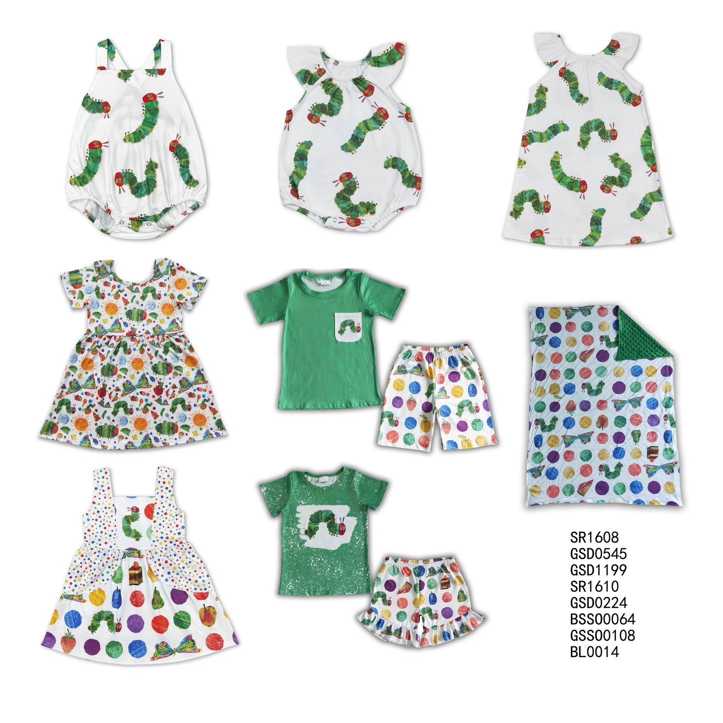 Boys and Girls Caterpillar Bandage Summer Mixed Outfit