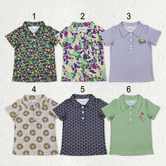 12.30 RST Sibling Baby Boys Mardigras Button Polo Shirts Top