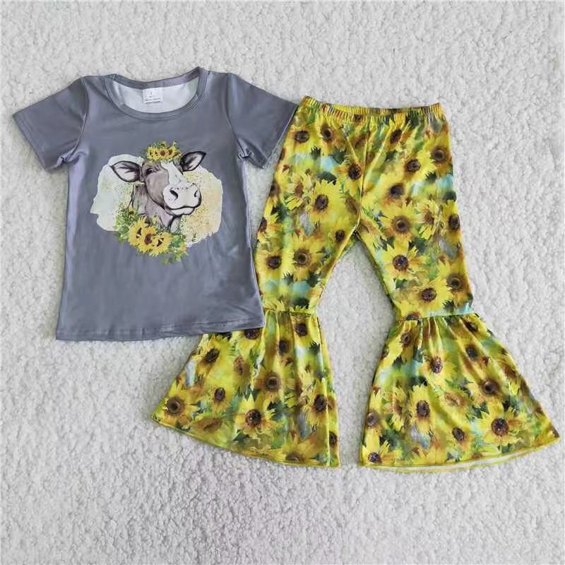 B9-15 Kids girls clothes short sleeve with pants set-promotion $5.5