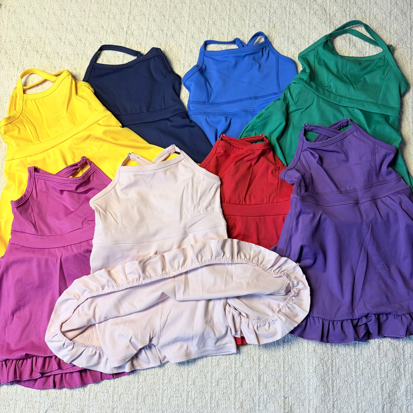 0526 RTS Sibling Baby Girls Knit Knee Length Active Wear Athletic Dresses