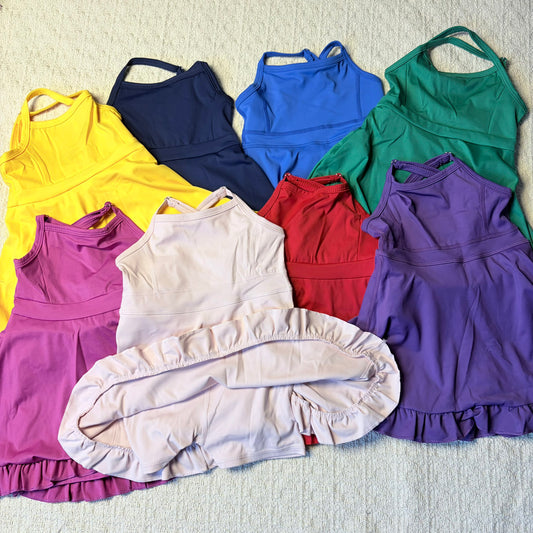 0526 RTS Sibling Baby Girls Knit Knee Length Active Wear Athletic Dresses