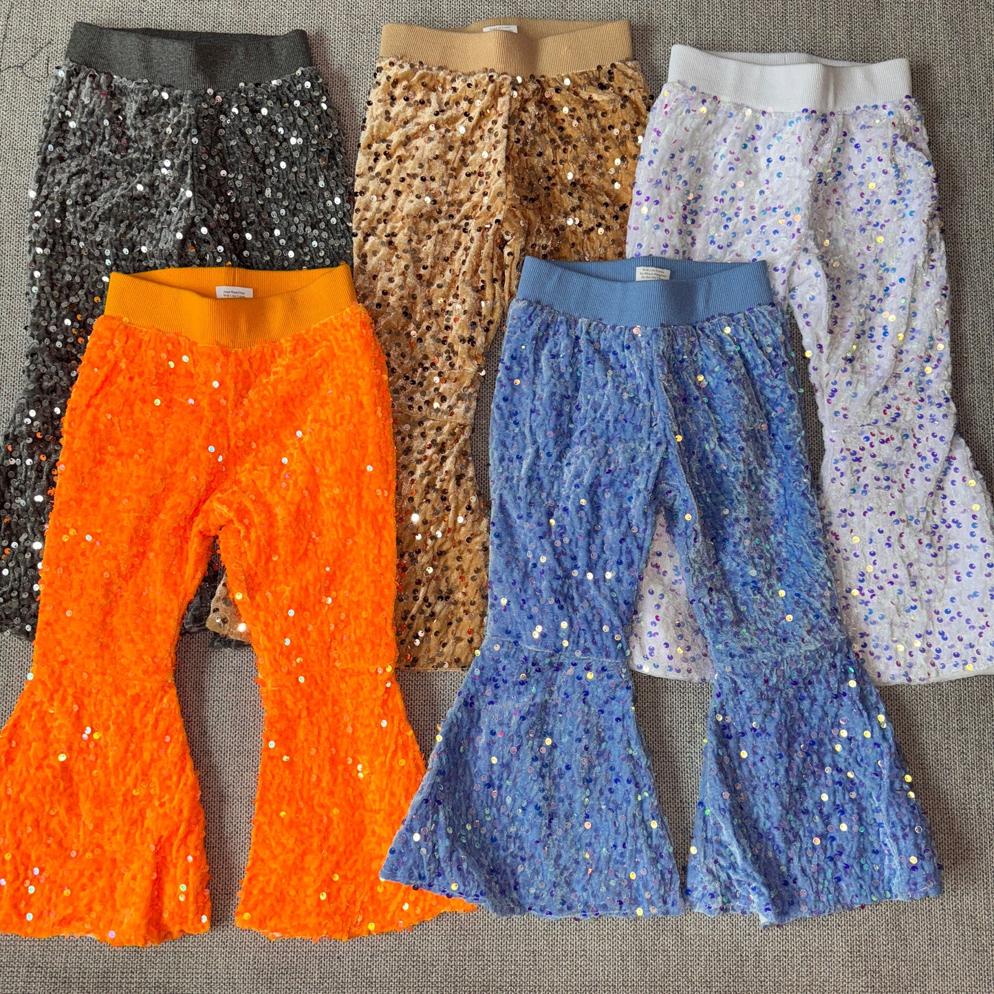 10.28 RST Sibling Baby Girls Colorful Sequin Sparkle Bell Bottom Pants