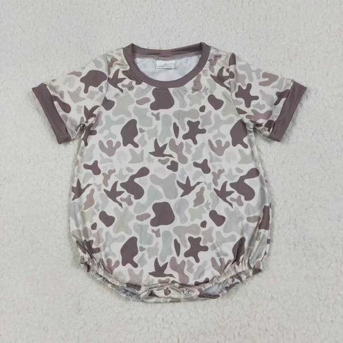 10.29 RTS Sibling Baby Boys Short Sleeves Southern Camo Rompers