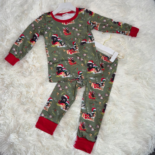 11.18 RST BLP1213 Baby Boys Christmas Hats Dogs Ducks Top Pant Hunting Pajamas Sets