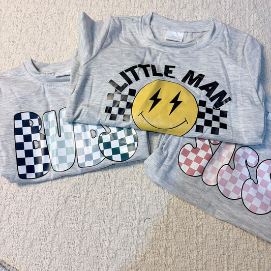 0526 RTS Sibling Sibling Vinyl Baby Boys Cotton Top Sports Shorts Clothes Sets