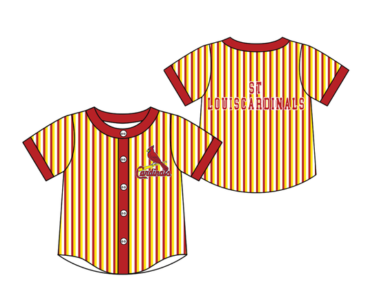 CUSTOM MOQ 5 Cute Kids Clothing Baby Kids Yellow Red Stripe Short Sleeve Team T-shirts Top