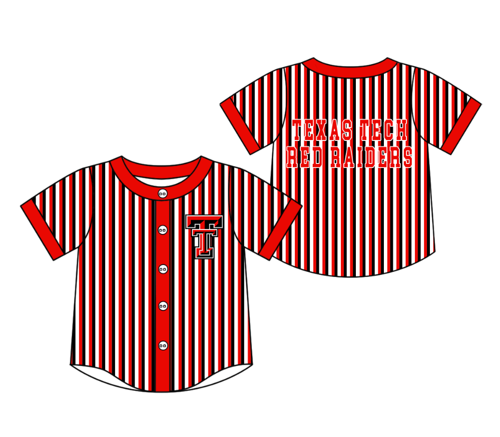 CUSTOM MOQ 5 Cute Kids Clothing Baby Kids Red Black T Stripe Short Sleeve Team T-shirts Top