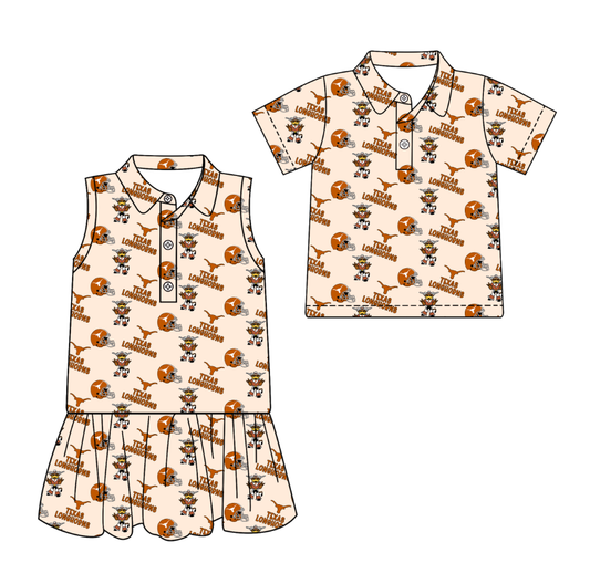 3.13 CUSTOM MOQ 5 Sibling Boys Baby Girls Summer Fashion Short Sleeve Khaki Hat Shirt Sleeveless Dress Team Clothes Sets