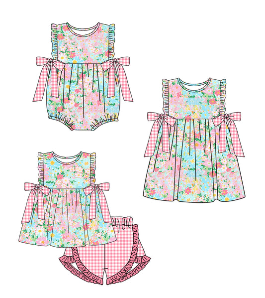 Baby girl clothes floral sleeveless shorts set
