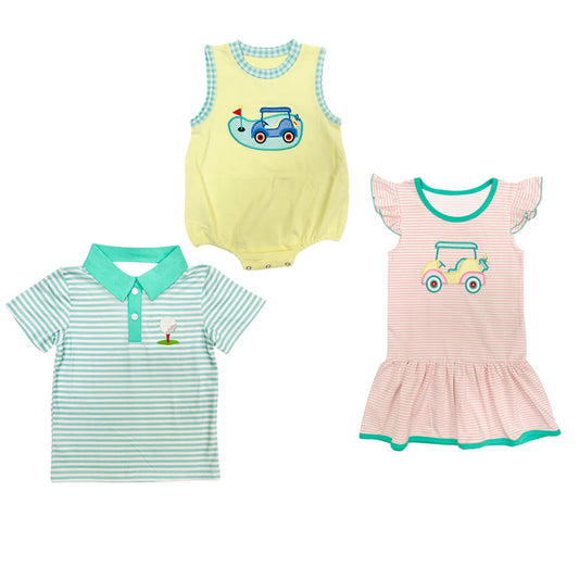 Plaid sleeveless yellow golf baby boy romper