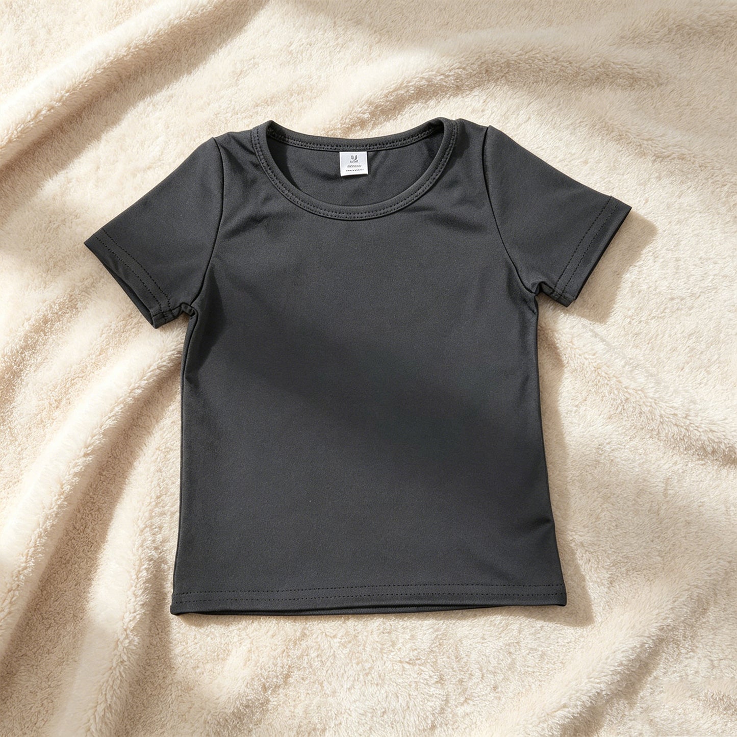 GT1629 RTS NO MOQ （In stock）Short sleeves black kids girls summer yoga active top