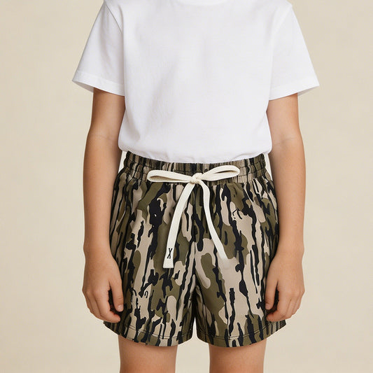 S0194 RTS NO MOQ （In stock ）Olive camo kids boy summer swim trunks