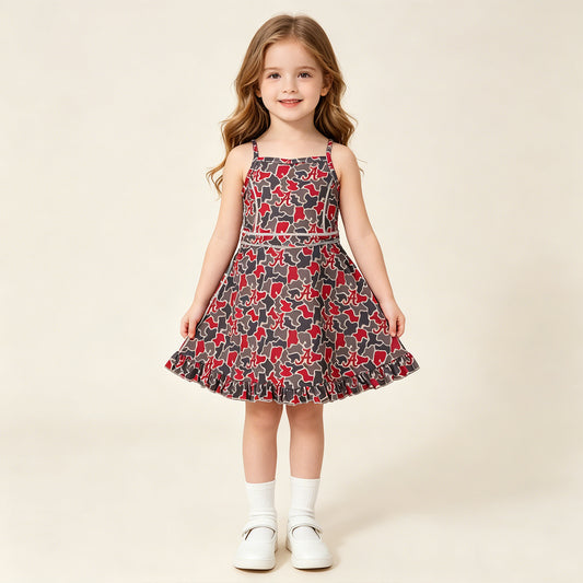 GSD3592 RTS NO MOQ （In stock ）Sleeveless camo A kids girls team athletic dresses