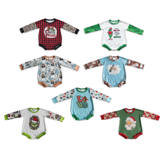 Baby kids cartoon Christmas character long sleeve short romper