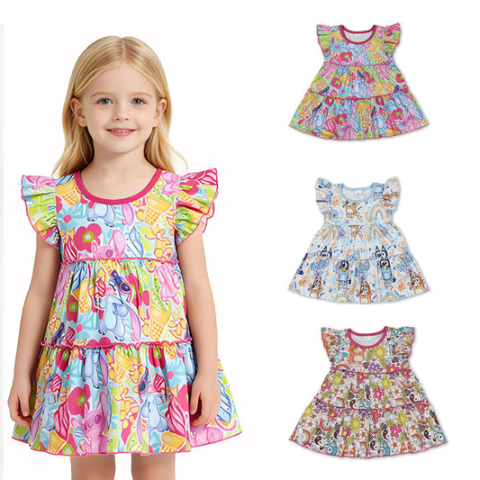 RTS Sibling Flutter sleeves rainbow baby girls shirt
