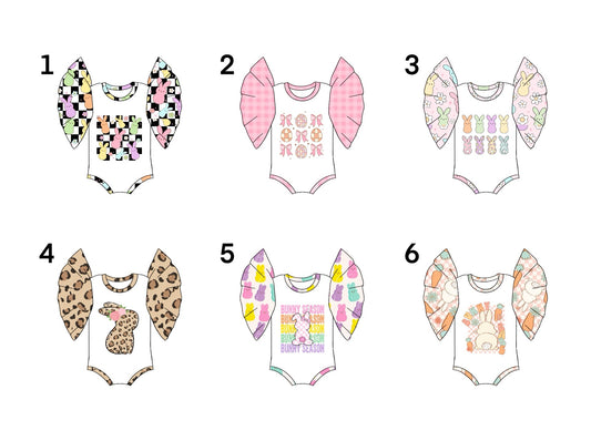 Infant Girls Easter Baby Plaid Bunny-Bow Onesie Mixed Sizes Pre-Order