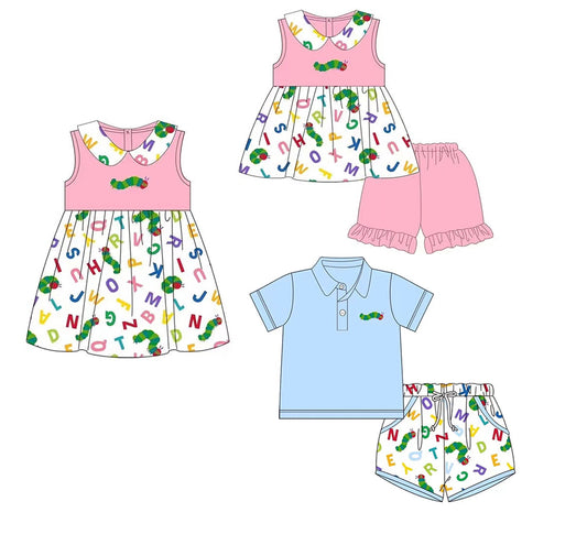 Girls Sleeveless Pink Worm Letter T-Shirt Back to School Outfit Casual Fun Print Children's Top for Ages 6-12