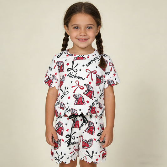 4.1 GSSO3253 RTS NO MOQ （In stock ）Short sleeves plaid dog football top shorts kids team outfits