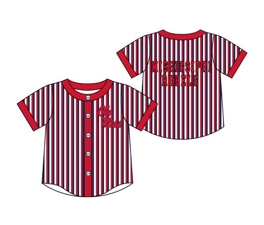 CUSTOM MOQ 5 Cute Kids Clothing Baby Kids Red Blue Stripe Short Sleeve Team T-shirts Top