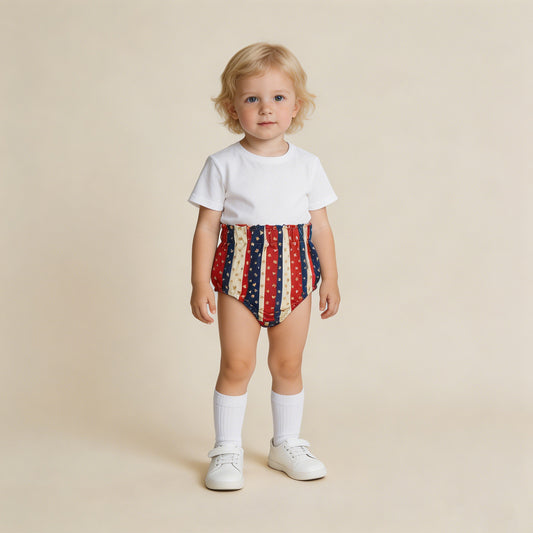 5.13 SS0313 Sample No Moq Baby Girls 4th Of July Stars Elastic Bottoms Bummies