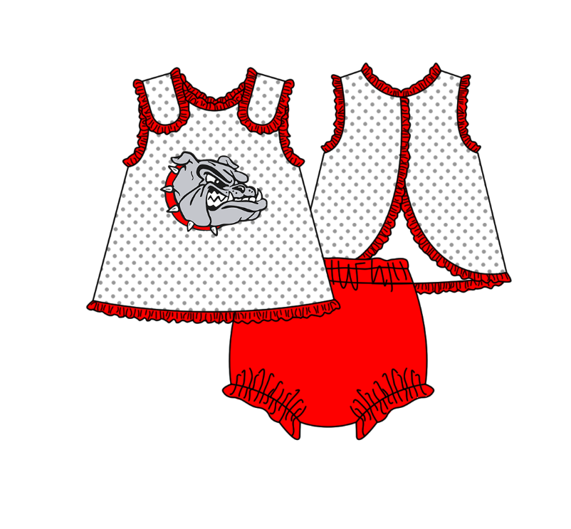 CUSTOM MOQ 5 Sibling Boys Baby Girls Bright Red Top Shorts Clothes Set Knee Length Dress Rompers