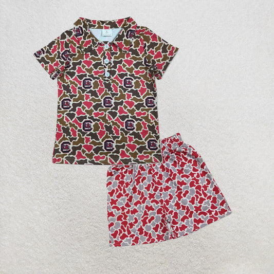 5.14 RTS NO MOQ （In stock）BT1697+SS0880 Short sleeves camo C kids boys team polo shirt outfits