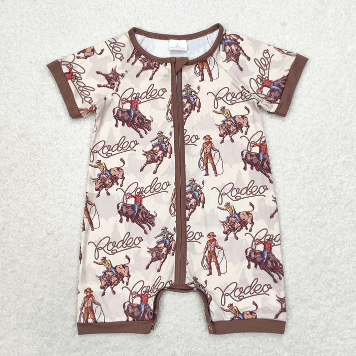 Baby Boys Galloping Horse Short Zip-Up Romper