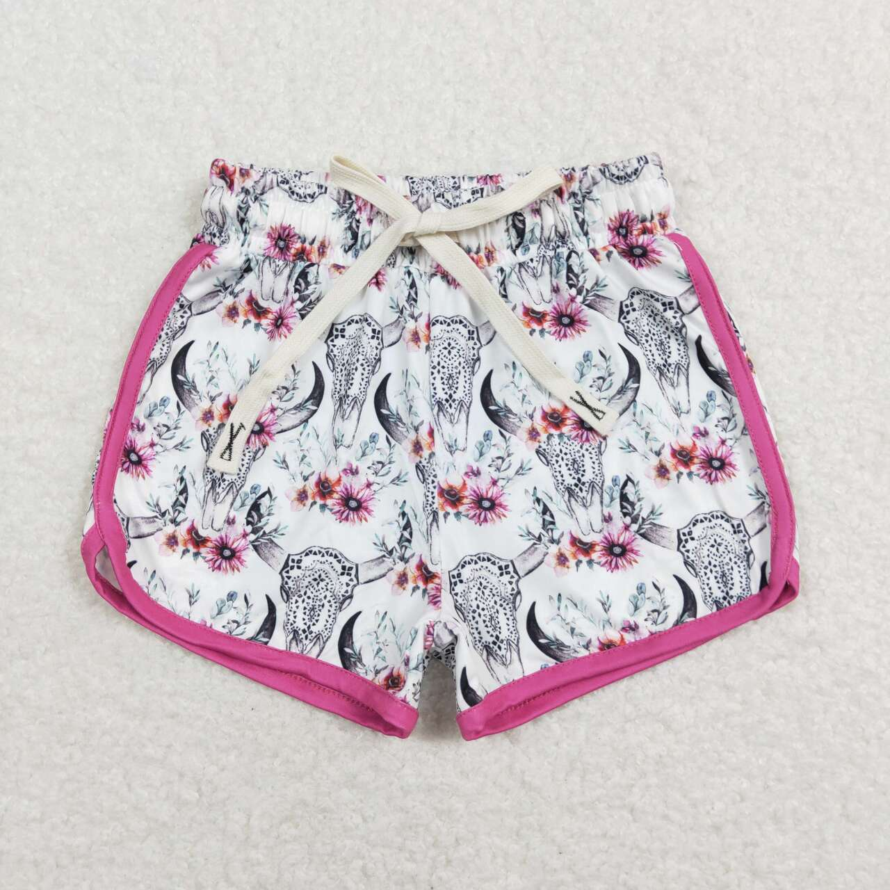 Adults women and Baby Girls Floral Rose Pink Yoga Shorts
