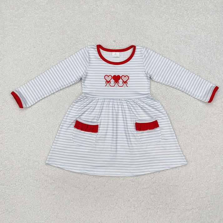 Baby Girls and Boys Embroidered Valentine's Day Hearts Light Blue Striped Mixed Set