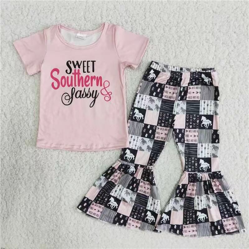 A0-16  Kids girls clothes  short sleeves top with trousers set-promotion 2024.6.8 $2.99