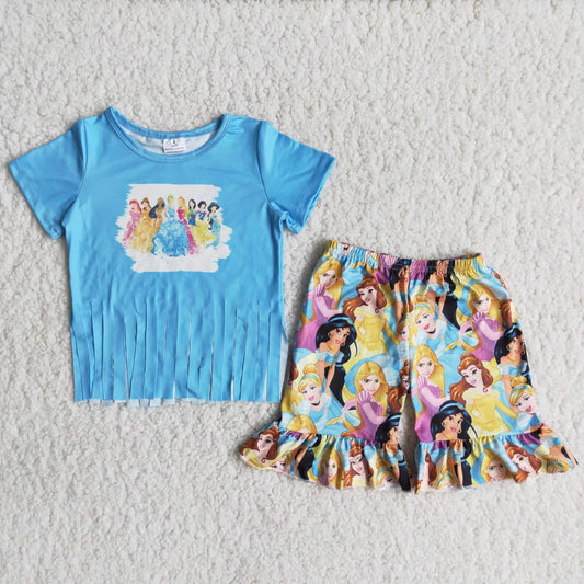 A10-16 Summer kids boutique clothes set short sleeve top with shorts set