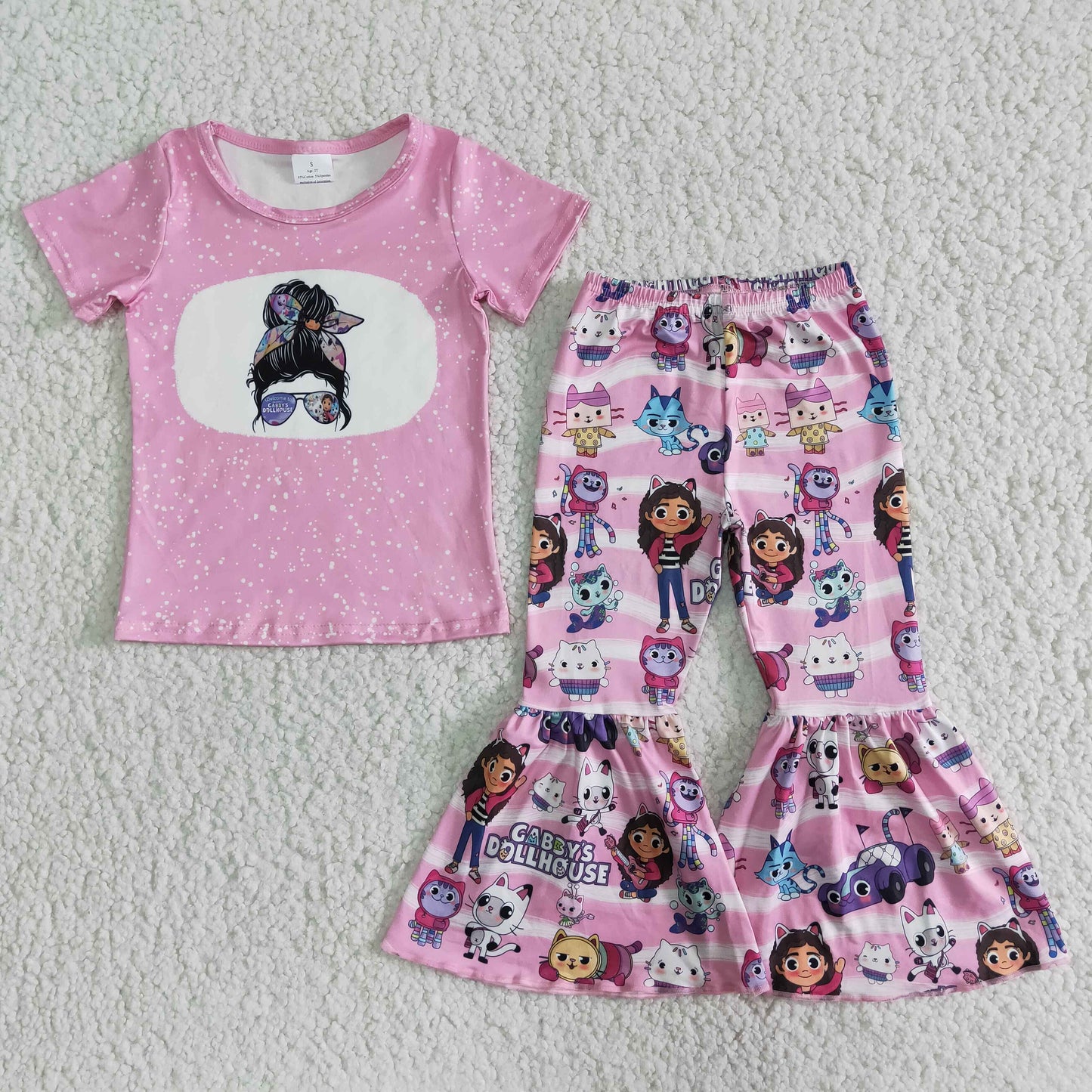 A12-11 Kids girls clothes short sleeves top with trousers set-promotion 2024.4.20 $2.99