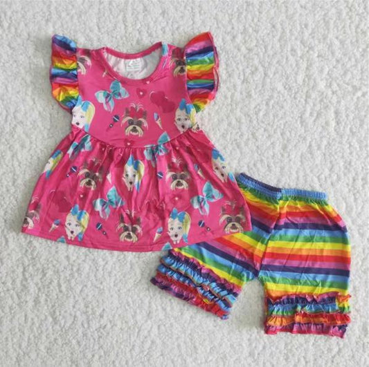 A12-13  baby girl set short sleeve top with shorts set