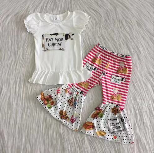 A12-4 Kids girls clothes puff sleeves with pants set-promotion 2024.5.18 $2.99