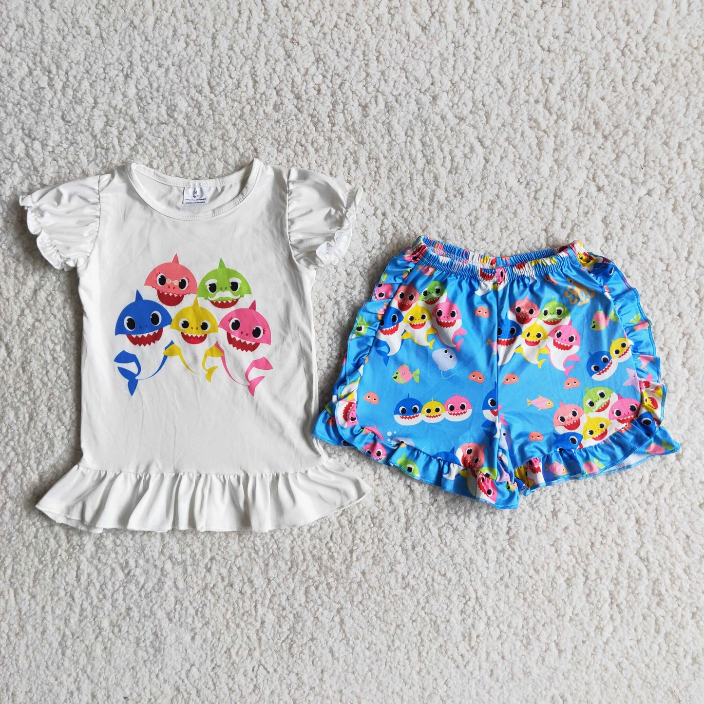 A13-11 Kids girls clothes puff sleeves top with shorts set-promotion 2024.4.20 $2.99