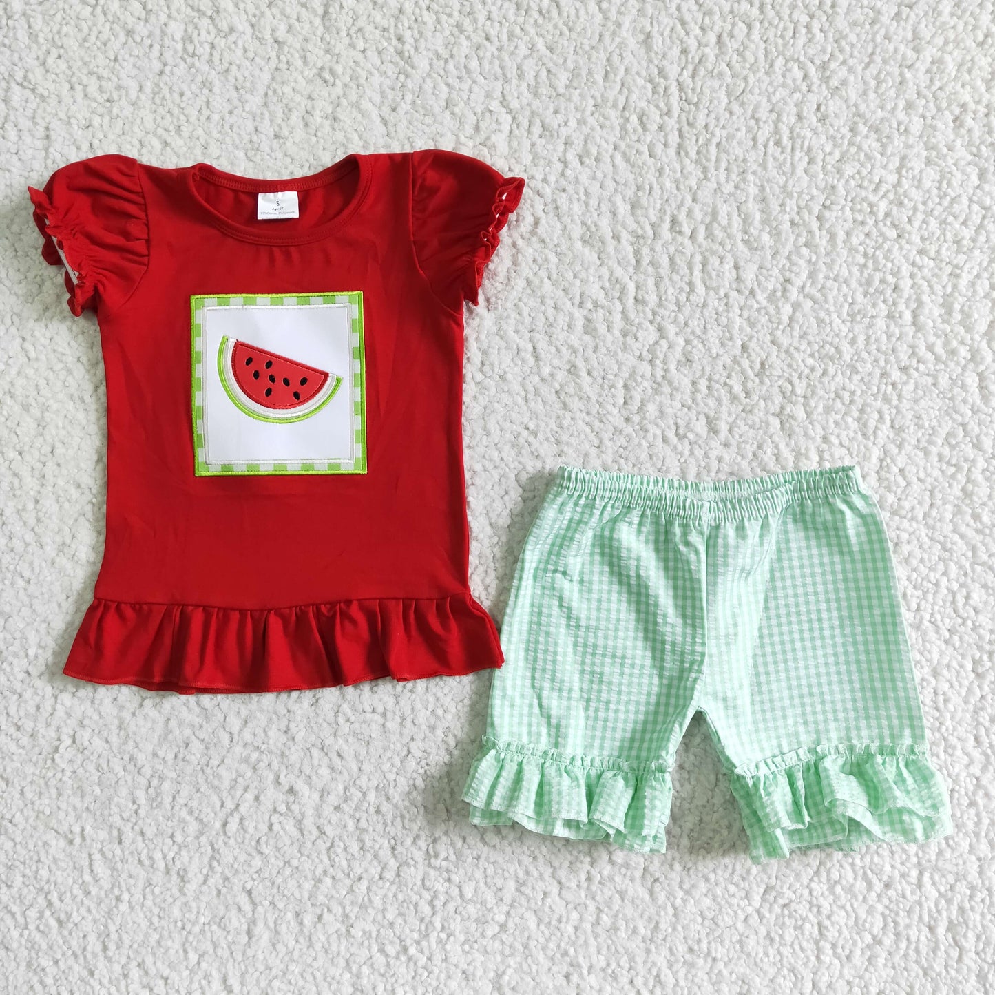 6.19 A14-15 Baby Girls Summer Outfits baby girls Watermelon plaid outfits
