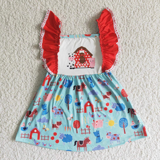 A15-2 kids boutique clothes short sleeve farm dress